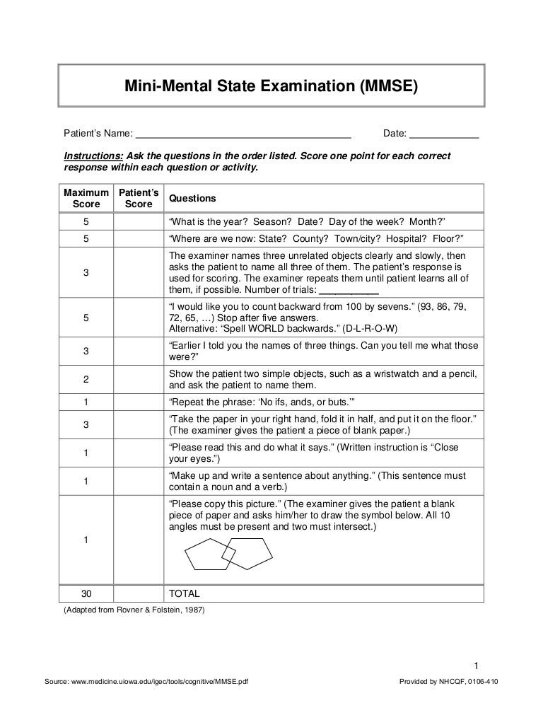 Folstein mini mental status exam pdf
