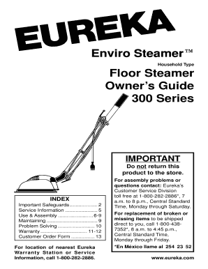 Eureka enviro steamer 300 manual