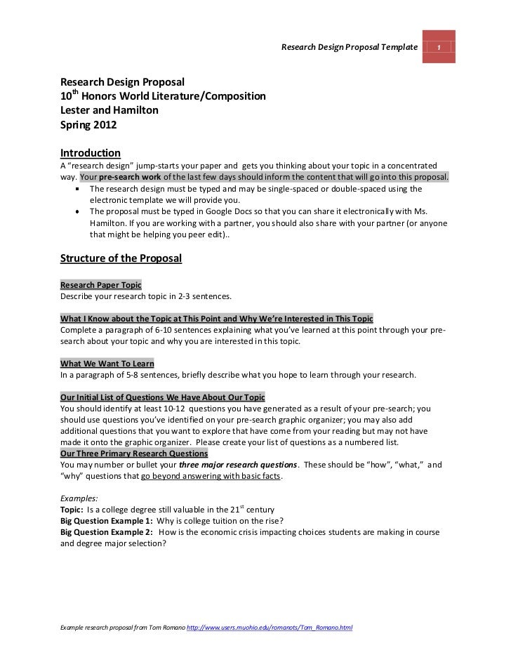 Example of a research proposal document