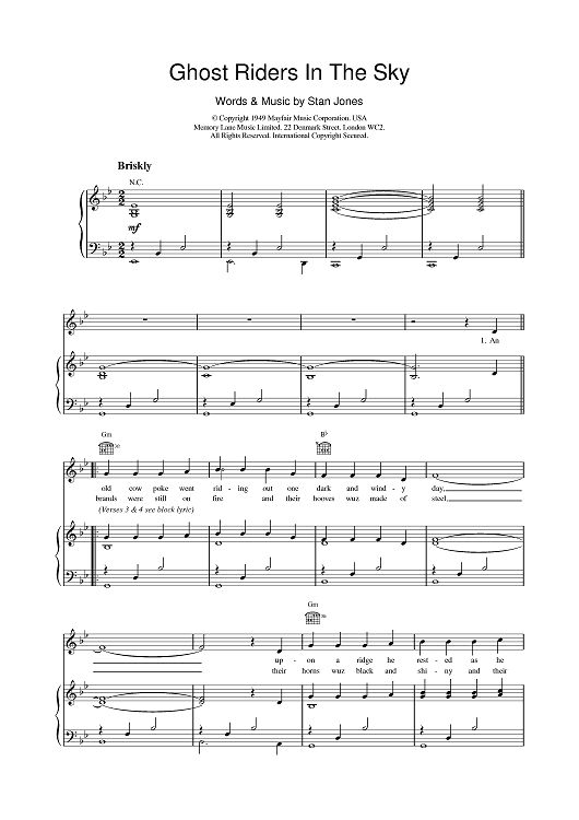 Ghost riders in the sky sheet music pdf