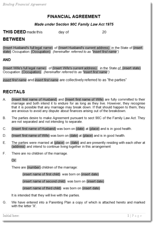 Post nuptial agreement infidelity clause example