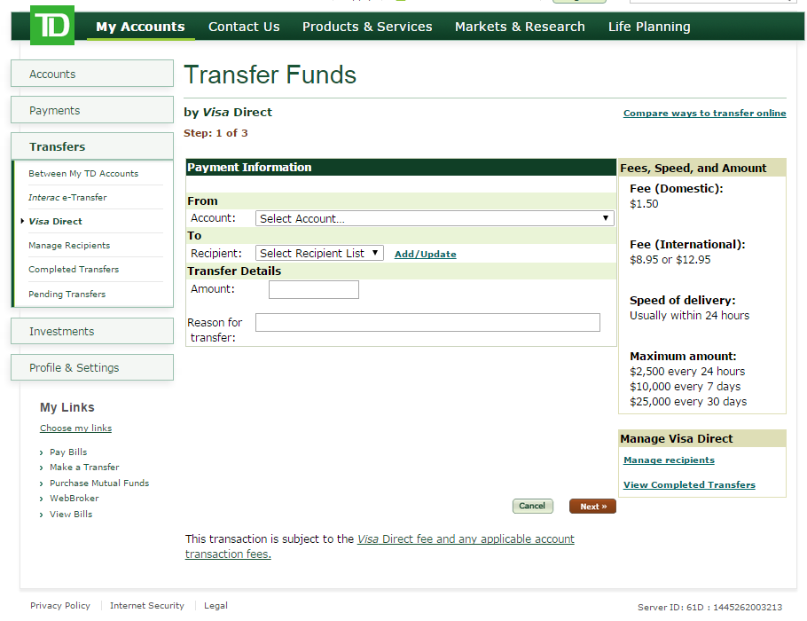 td commercial banking wire transfer instructions